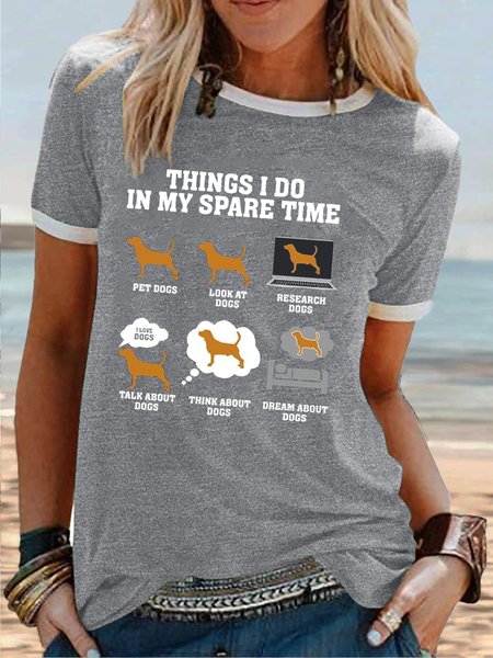 

Womens things i do in my spare time golden dogs Casual T-Shirt, Gray, T-shirts