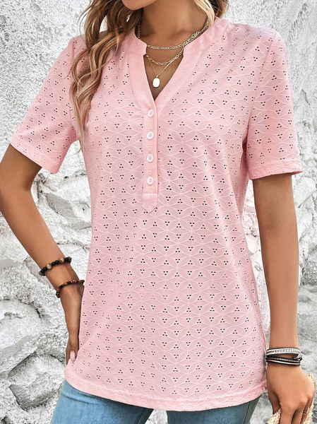 

Stand Collar Casual Lace Shirt, Pink, Shirts & Blouses