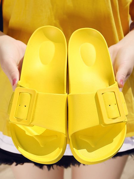 

Casual Buckle Waterproof EVA Beach Slides, Yellow, Slippers