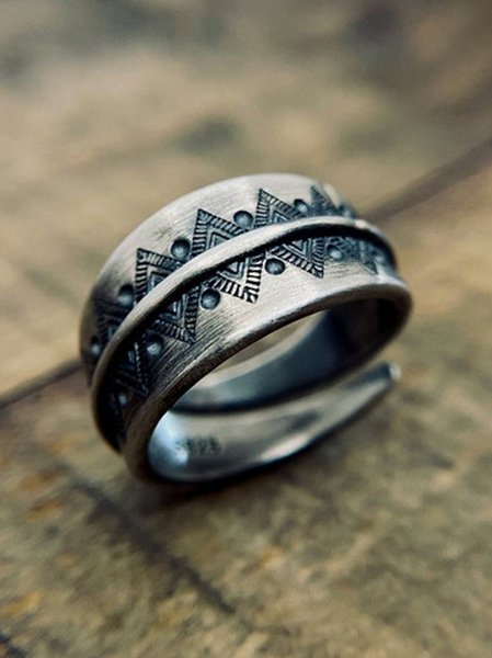 

Vintage Silver Metal Feather Ring Ethnic Style Women's Jewelry, Rings