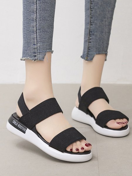 

Women Letter Graphic Fastener Sports Sandals, Black, Sandals