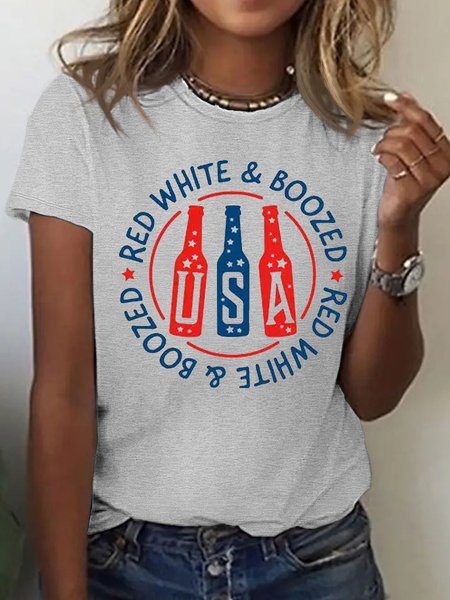 

Women's USA Red White & Boozed Casual T-Shirt, Light gray, T-shirts