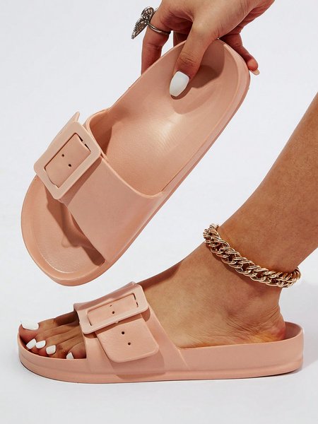 

Casual Buckle Waterproof EVA Beach Slides, Nude, Slippers