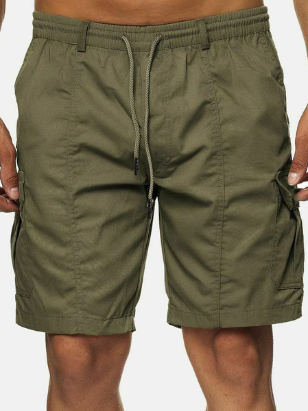 

Men's Vintage Multi-pocket Drawstring Cotton Cargo Shorts, Army green, Shorts