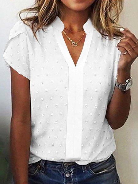 

Plain Casual V Neck Loose Shirt, White, Shirts & Blouses