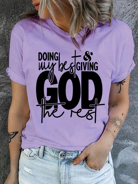 

Women's God Christian Faith Casual Cotton T-Shirt, Purple, T-shirts