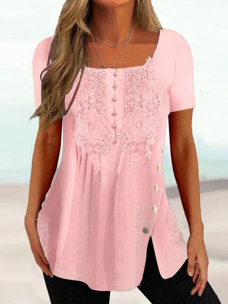 

Casual Regular Fit Square Neck Shirt, Pink, Shirts & Blouses