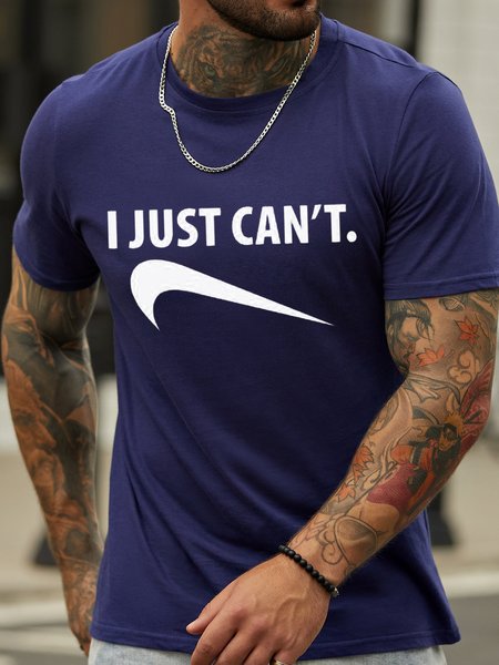 

Men's I Just Can't Funny Casual Crew Neck T-Shirt, Dark blue, T-shirts