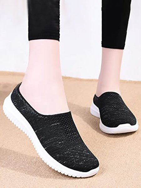

Breathable Comfortable Fly Knit Casual Clogs Sneakers, Black, Sneakers