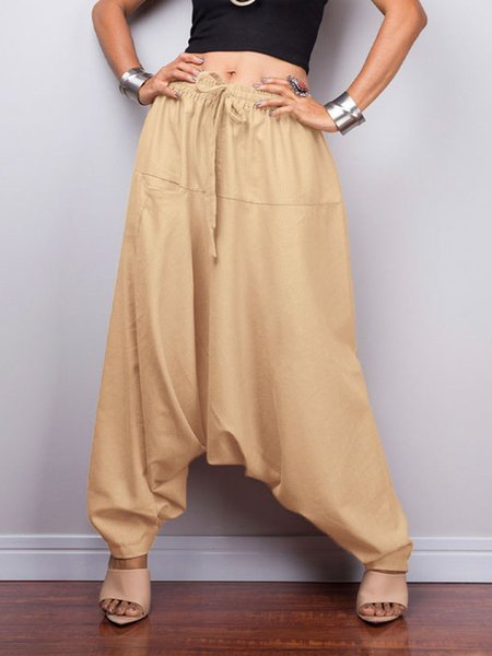 

Oversize Casual Plain Cargo Pants, Khaki, Cargo Pants