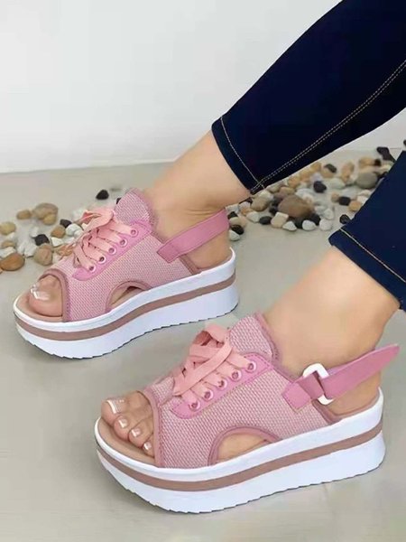 

Casual Platform Sports Sandals, Pink, Sandals