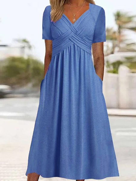 Plain Sweetheart Neckline Regular Fit Casual Dress