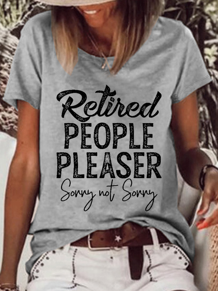 

Women's Funny Word Retired People Pleaser Casual T-Shirt, Gray, T-shirts