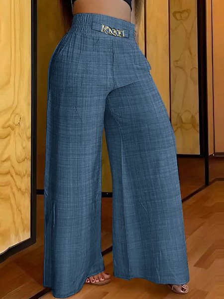 

Plain Urban faux denim Wide leg Jeans, Blue, Jeans