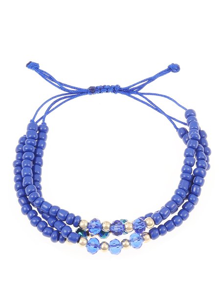 

Casual Beaded Braided Layered Bracelets Vacation Everyday Women's Jewelry, Purplish blue, Bracelets