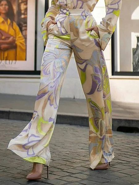 

Urban Loose Floral Fashion Long Pants Straight pants, As picture, Pants