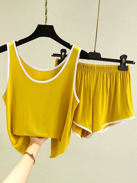 

Breathable Comfortable Modal Loose Casual Vest Lounge Set, Yellow, Loungewear & Sleepwear