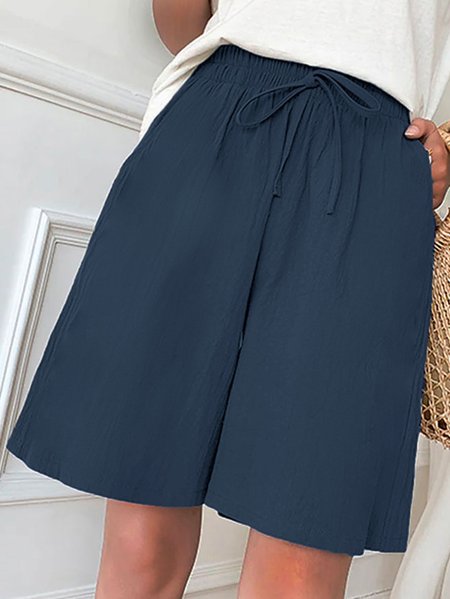 

Cotton Casual Loose Shorts, Blue, Shorts