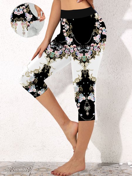 

Knitted Ethnic Casual Regular Fit Leggings, Black, Leggings
