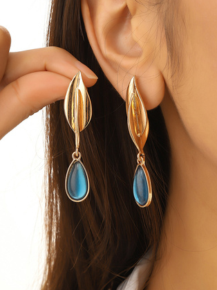 

Casual Blue Clear Crystal Earrings Urban Party Women's Jewelry, As picture, Earrings