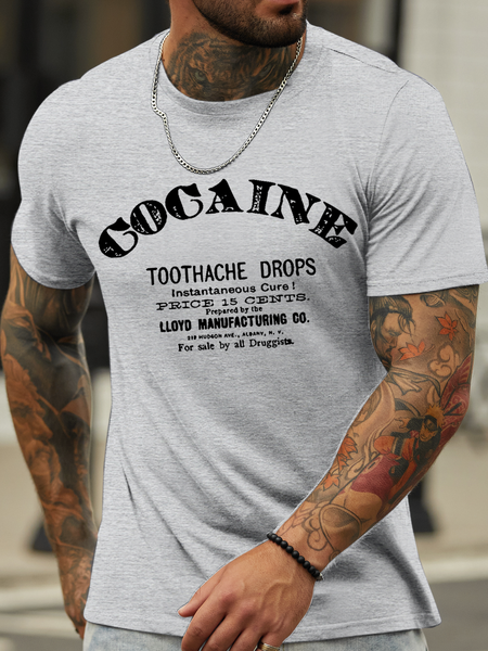 

Men's Cocaine Toothache Drops Casual Cotton T-Shirt, Light gray, T-shirts