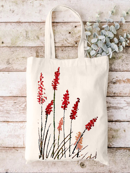

Women‘s Floral Pattern Print Shopping Tote, White, Bags
