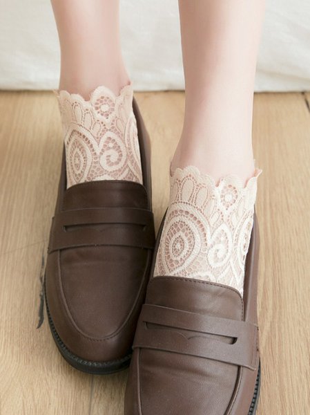 

Casual Lace Paisley Ethnic Pattern Socks Women's Jewelry, Nude, Socks