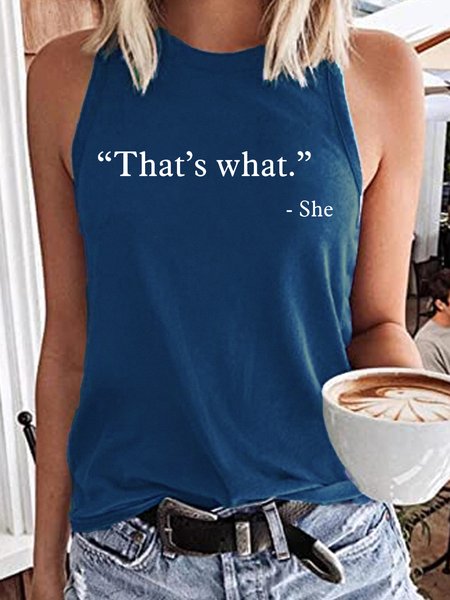 

Women's That’s what - She Letters Casual Tank Top, Dark blue, Tank Tops