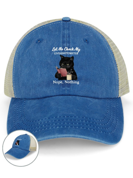 

Let Me Check My Giveashitometer Washed Mesh-back Baseball Cap, Blue, Women's Hats