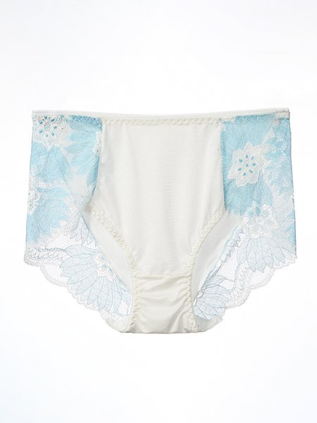 

Breathable High Elastic Sexy Exquisite Lace Mid Waist Panties, White, Panties