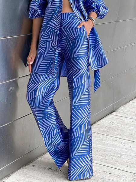 

Lightweight Regular Fit Urban Leaf Fashion Long Pants Straight pants, Blue, Pants