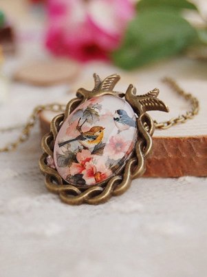

Vintage Hummingbird Floral Crystal Necklace Casual Ethnic Women's Jewelry, As picture, Necklaces