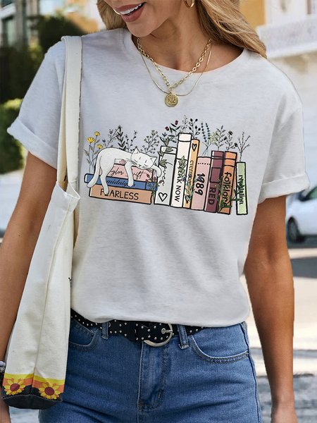 

Women's Eras's Tour Lover Print Casual T-Shirt, White, T-shirts