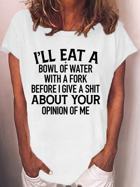 

Women's funny Bowl Of Water Casual Text Letters T-Shirt, White, T-shirts