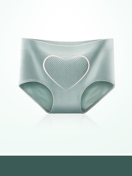 

Women's Breathable Comfortable Heart Shape Woven Seamless Panty, Green, Panties