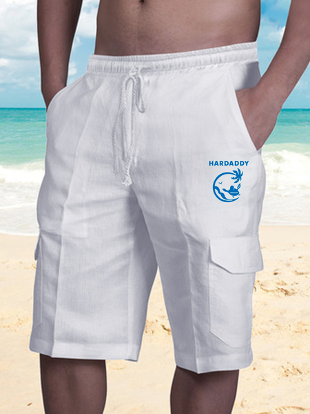 

Cotton Marlin Fish Casual Shorts, White, Men's shorts