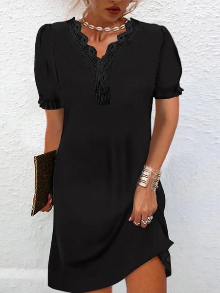 

Elegant Loose Lace Dress, Black, Dresses
