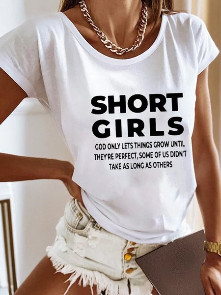 

Women Text Letters Crew Neck Casual Short Sleeve T-shirt, White, Tees & T-shirts