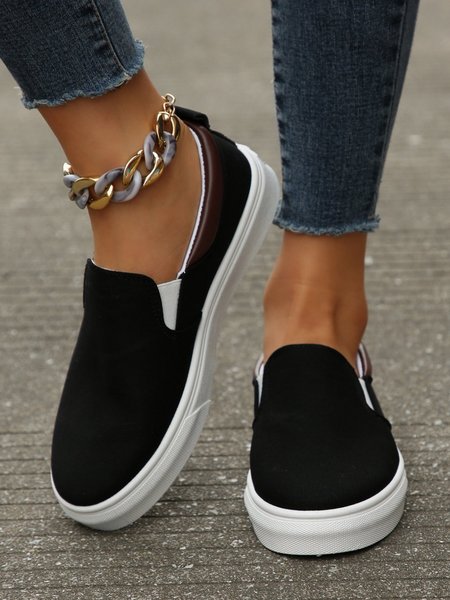 

Solid Color Multi-color Options Slip-on Canvas Shoes, Black, Sneakers