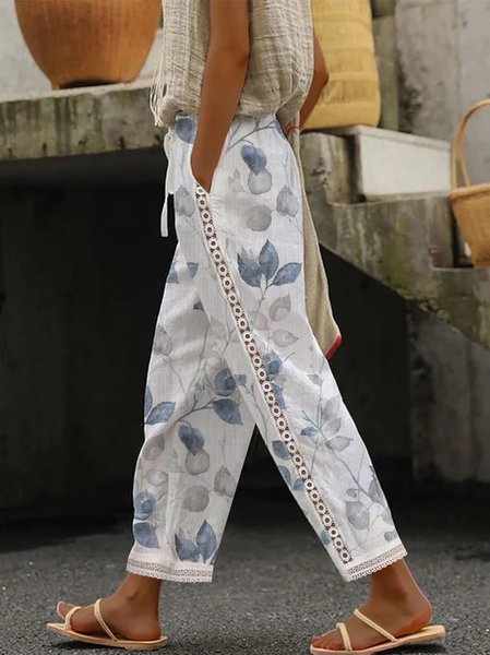 Floral Lace Casual Loose Pants