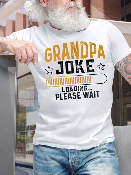

Men's Funny Grandpa Joke Loading Please Wait Graphic Printing Crew Neck Loose Casual Cotton T-Shirt, White, T-shirts