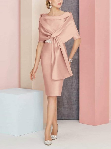 

Crew Neck Party Plain Regular Fit Dress, Pink, Midi Dresses
