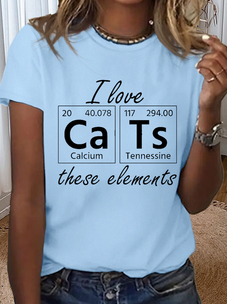 

Women’s Cotton I Love Cats Periodic Table For Science Student Cat T-Shirt, Light blue, T-shirts