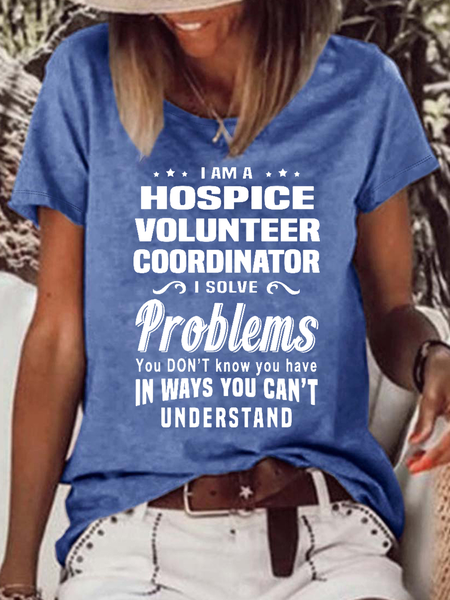 

Women's Hospice Volunteer Coordinator Cotton-Blend T-Shirt, Blue, T-shirts