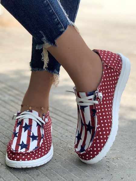 

Independence Day Flag Graphics Portable Flats, Deep pink, Sneakers