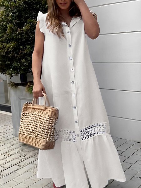 

Plain Casual Loose Maxi Dress, White, Maxi Dresses