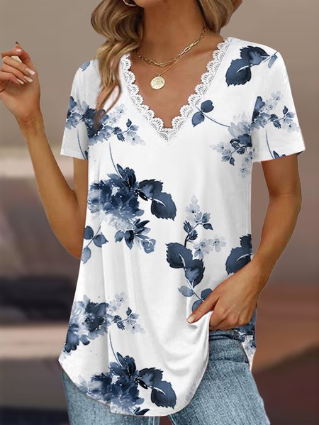 

Casual Loose Floral Lace Shirt, White, Shirts & Blouses