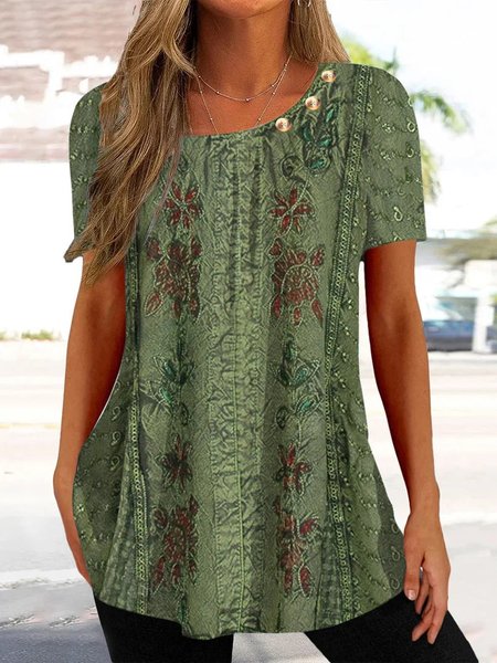 

Ethnic Loose Others Casual Shirt, Green, Shirts & Blouses