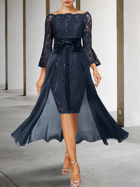 Boat neck sales wedding guest dress