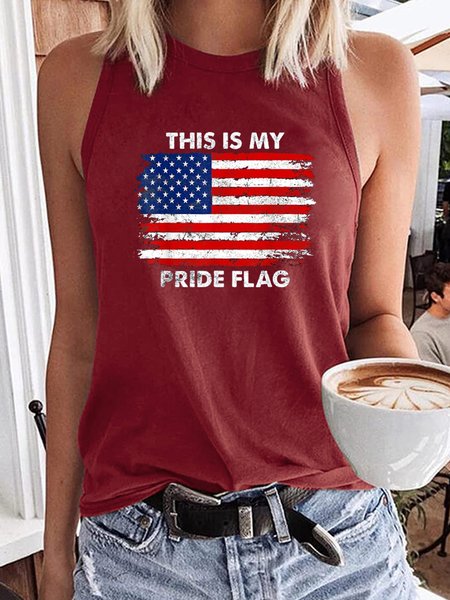 

Women's This Is My Pride Flag USA American 4th of July Patriotic Tank Top, Red, Tank Tops
